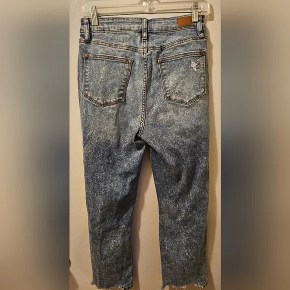 Judy Blue Jeans Blue Denim Cropped Bootcut Distressed Stretch Women's Size 7/28 - Picture 6 of 13